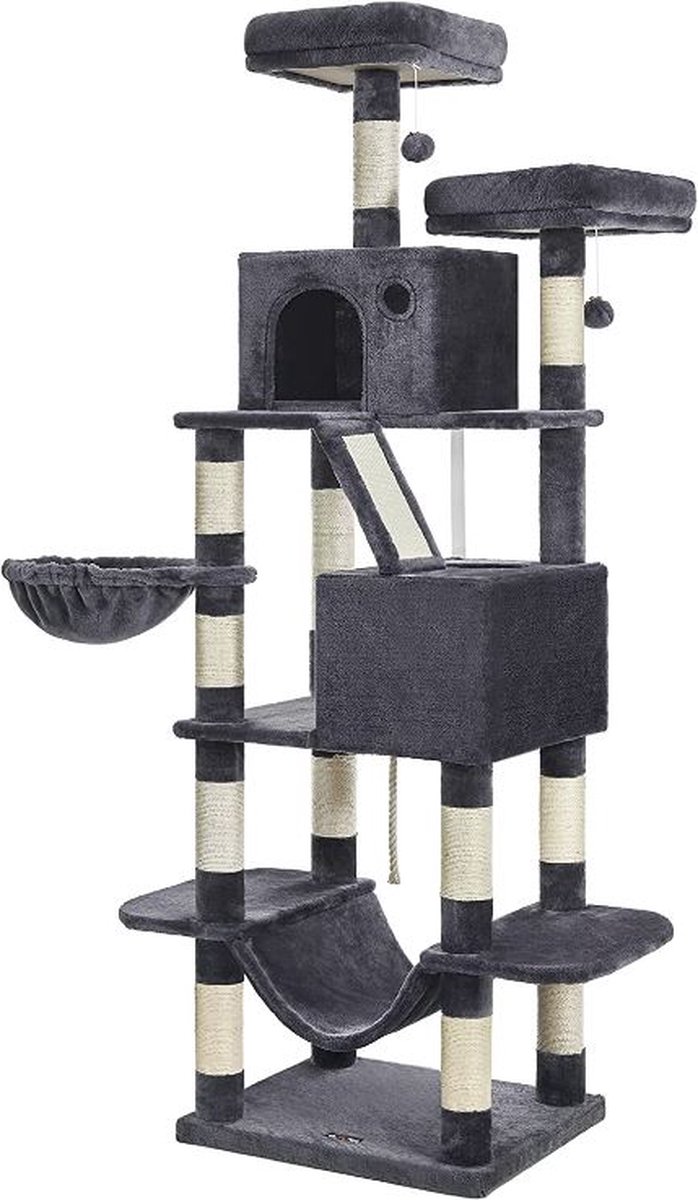 MIRA Home - krabpaal - katten - zwart - wit - XL - 60x50x206