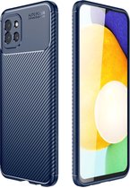 iMoshion Hoesje Geschikt voor Samsung Galaxy A03 Hoesje Siliconen - iMoshion Carbon Softcase Backcover - Blauw