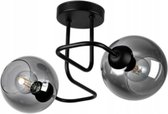 Plafondlamp Industrieel 2-Lamps Smoke Bol Zwart Woonkamer