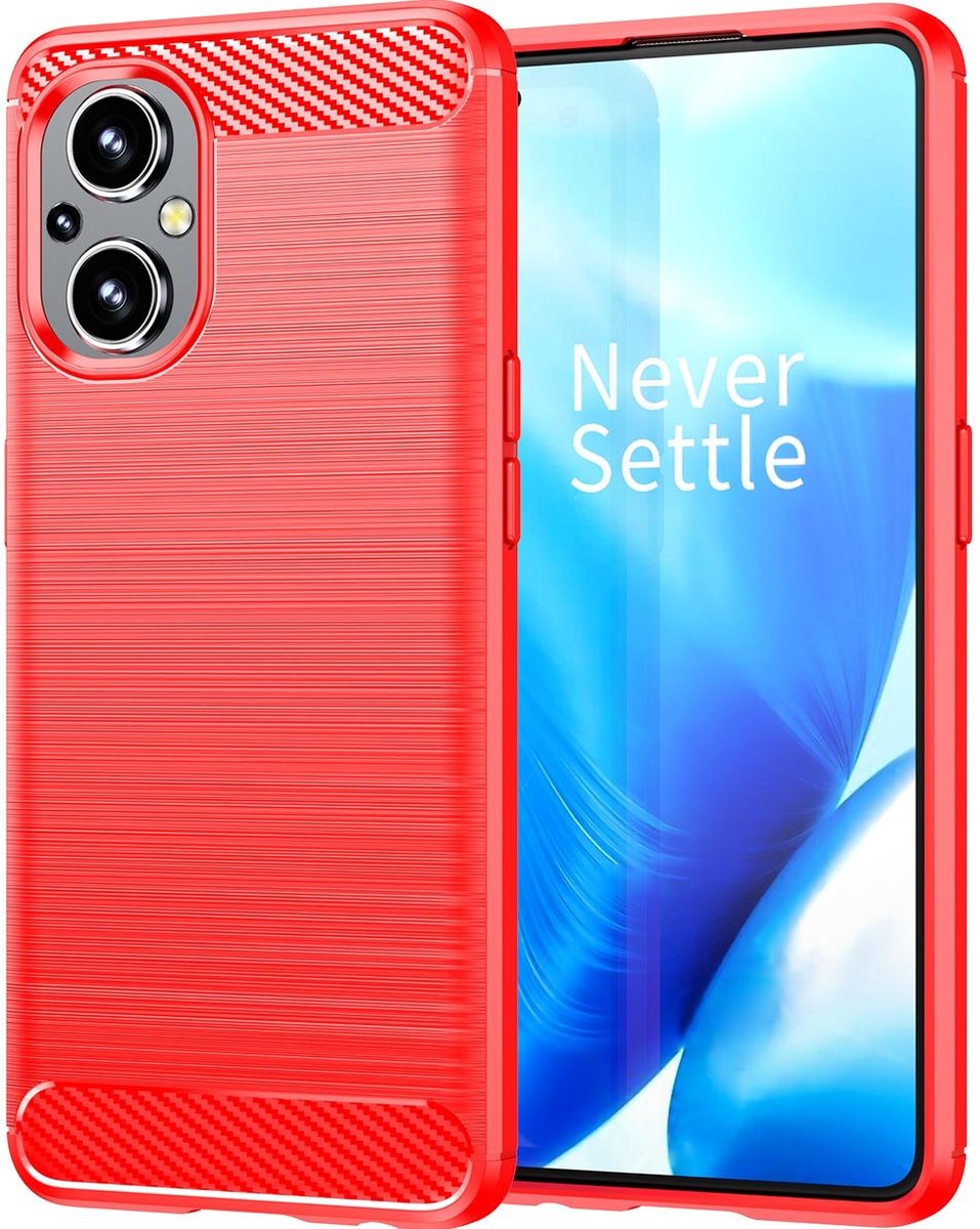 Mobigear Hoesje geschikt voor OPPO Reno 7 Lite Telefoonhoesje Flexibel TPU | Mobigear Brushed Slim Backcover | Reno 7 Lite Case | Back Cover - Rood