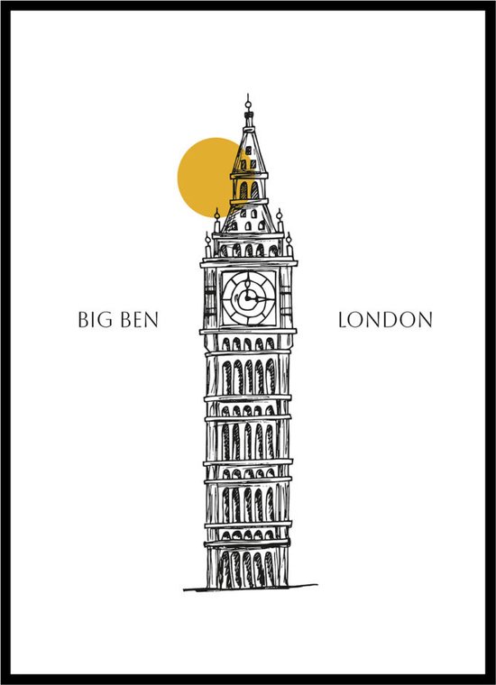 Poster Big Ben - Londen - Large 30x40 - Engeland - Modern Art - Abstracte Print - Kunst