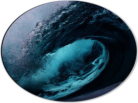 WallClassics - Dibond Ovaal - Binnenkant van Grote Vloedgolf - 40x30 cm Foto op Ovaal (Met Ophangsysteem)