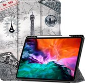 Mobigear Tablethoes geschikt voor Apple iPad Pro 12.9 Inch (2022) Hoes | Mobigear Tri-Fold Gel Bookcase + Stylus Houder - Eiffeltoren