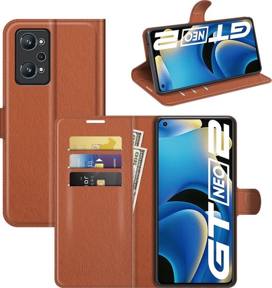 Mobigear Classic Phone Case adapté pour Realme GT Neo 3T Case Bookcase Wallet - Marron