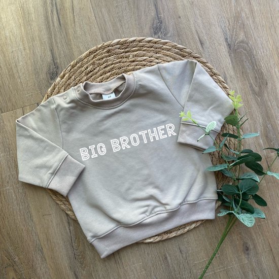 Sweater voor kind - Big Brother (outline) - Maat 98 - Cremekleur - Ik word grote broer - Zwanger - Geboorte - Gezinsuitbreiding - Aankondiging - Cadeau - Zwangerschapsaankondiging - Boy