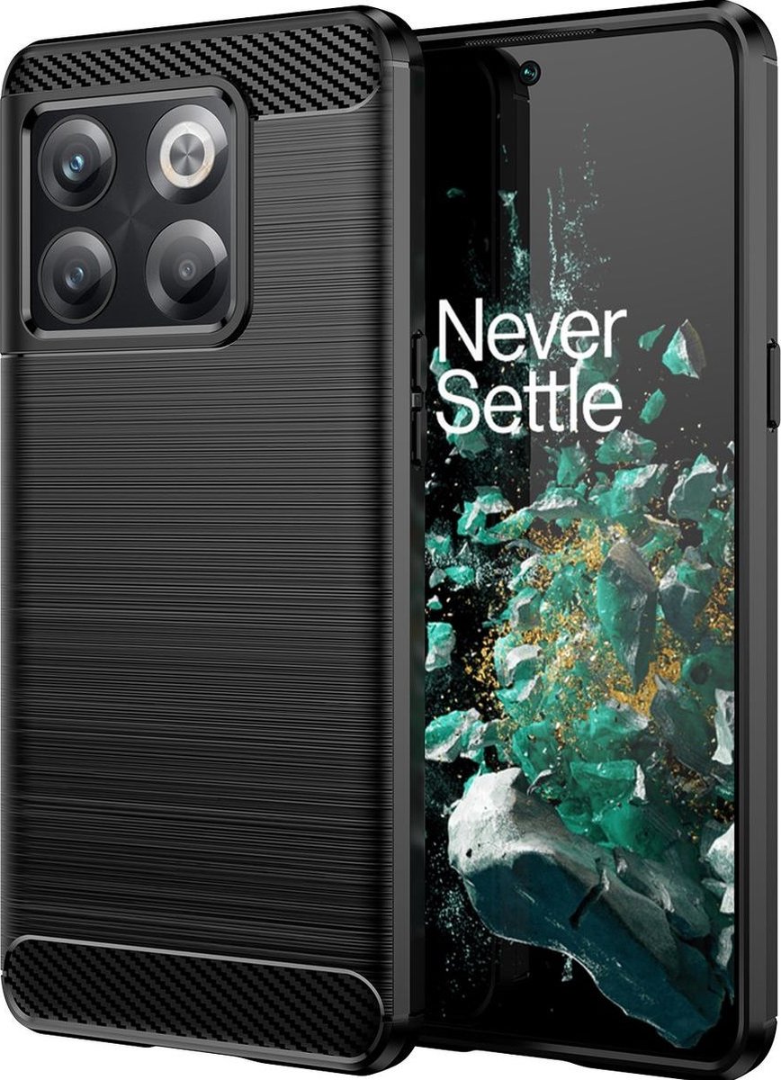 Mobigear Hoesje geschikt voor OnePlus 10T Telefoonhoesje Flexibel TPU | Mobigear Brushed Slim Backcover | 10T Case | Back Cover - Zwart