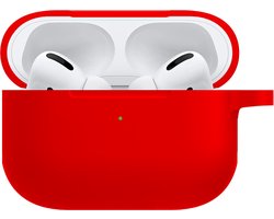 Hoesje - Geschikt voor Apple AirPods Pro 2 - Siliconen Hoes met Clip - Silicone Case Cover - Rood