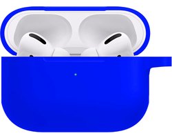 Hoesje - Geschikt voor Apple AirPods Pro 2 - Siliconen Hoes met Clip - Silicone Case Cover - Blauw