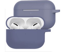 Hoesje Geschikt voor Apple AirPods Pro 2 - Siliconen Hoes met Clip - Silicone Case Cover - Grijsblauw