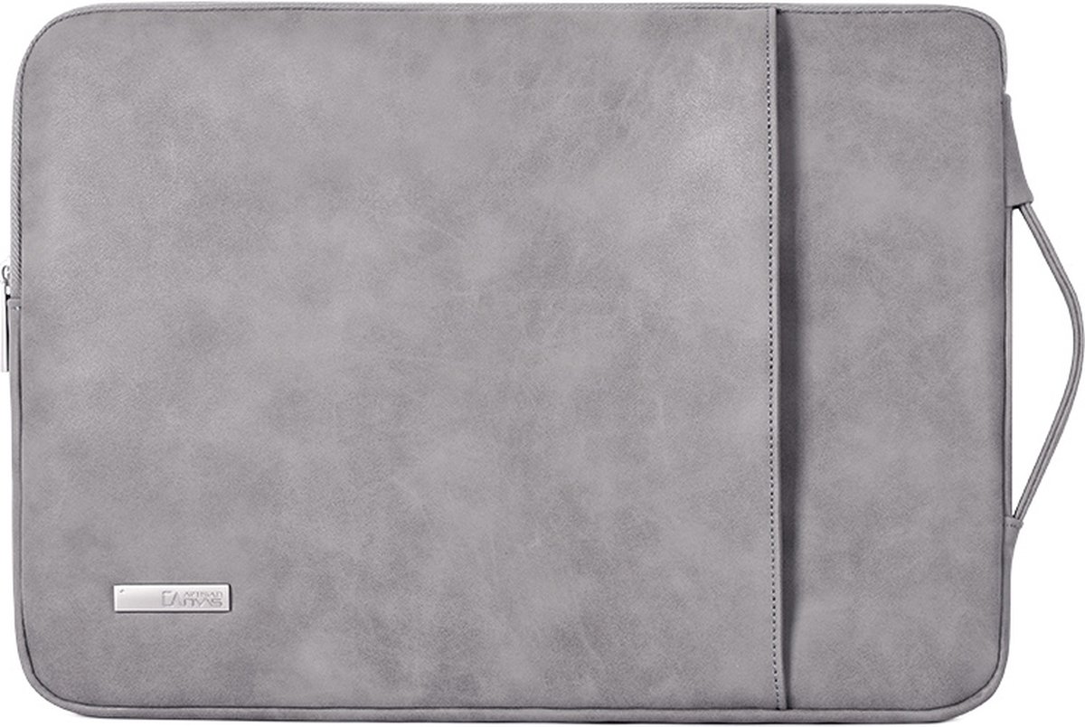 Laptophoes 12 Inch BK – Hoes Case Laptop Sleeve met Extra Vak en Handvat – Grijs