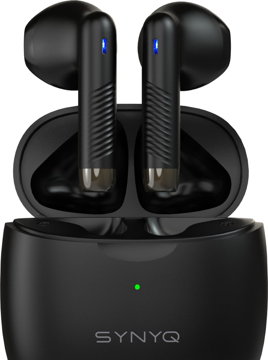 Synyq ProX Earbuds - Draadloze Oordopjes - IPX5 Waterdicht - 30 uur Afspeeltijd - Bluetooth Oordopjes - Draadloze Oortjes - Geschikt voor Apple & Android - Zwart