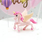 Eenhoorn taart decoratie - 2 stuks - roze - taartversiering - vleugels - taart toppers - 5.5 x 4 cm - verjaardag - unicorn