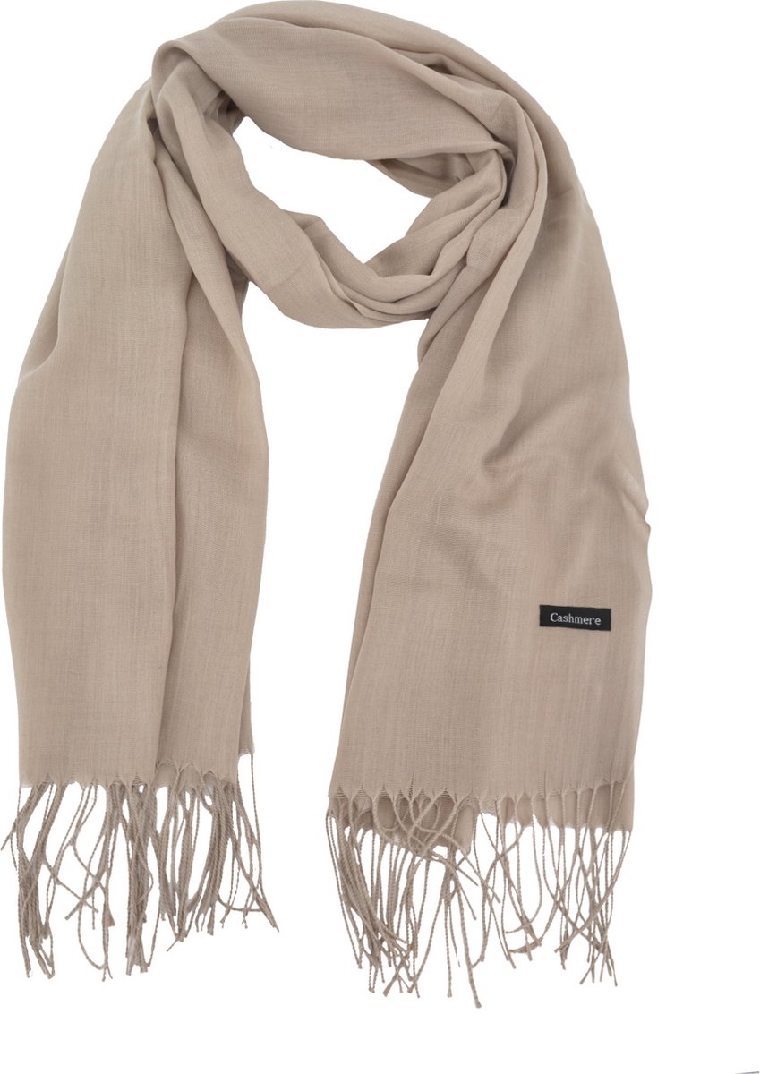Pashmina Sjaal - Taupe | Polyester | 180 x 70 cm | Fashion Favorite