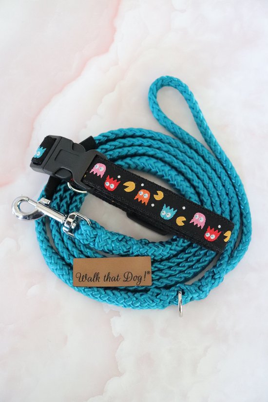 Puppyset | set | puppy halsband | puppy lijn | handgemaakt | uniek | puppy | hondenlijn | hondenhalsband | Walk that Dog! | Pacman