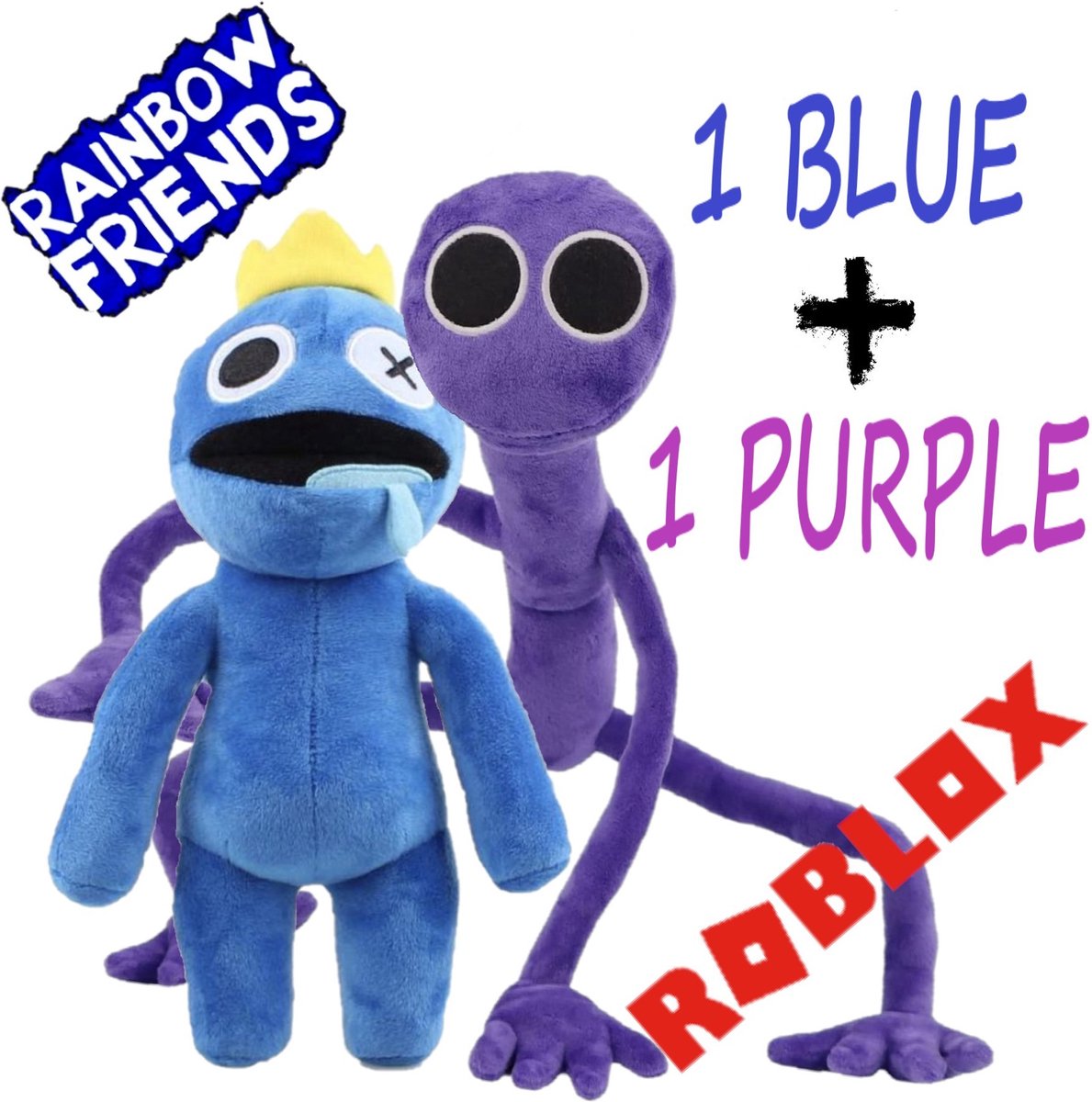Klikkopers® Roblox Rainbow Friends Knuffel Set van 2 - Blue & Purple
