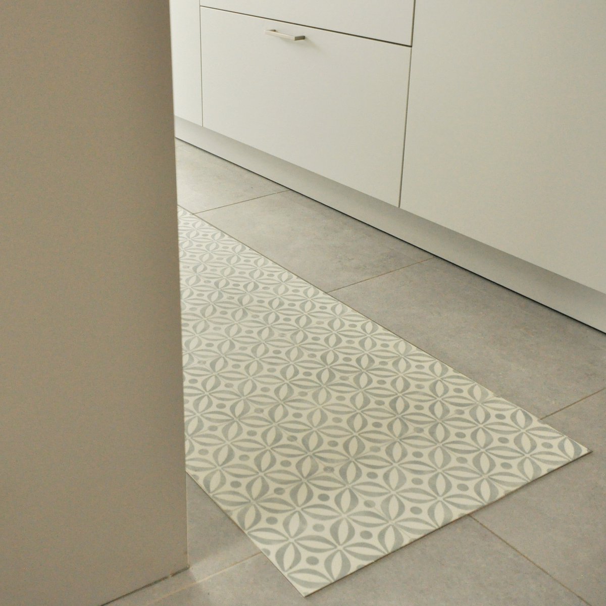 JYG Vloerkleed Belfast -Keukenloper - Keukenmat - Vinyl - Vintage - 80x240cm - Groen -Ecru Groen - Ecru