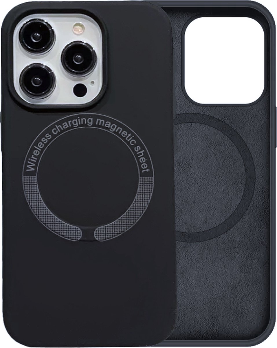 Magnetische Hoesje Geschikt Voor iPhone 14 Pro - Draadloos Opladen - Zwart