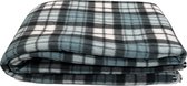 Fleece Deken - Ruit - 160x200cm - Polyester - Blauw, Zwart, Wit - 100% Microfibre - TV Deken - Plaid - Warmte Deken Voor op de Bank - Fleece Blanket - Warmth Blanket For the Couch - Bank Deken - Blanket - Deken