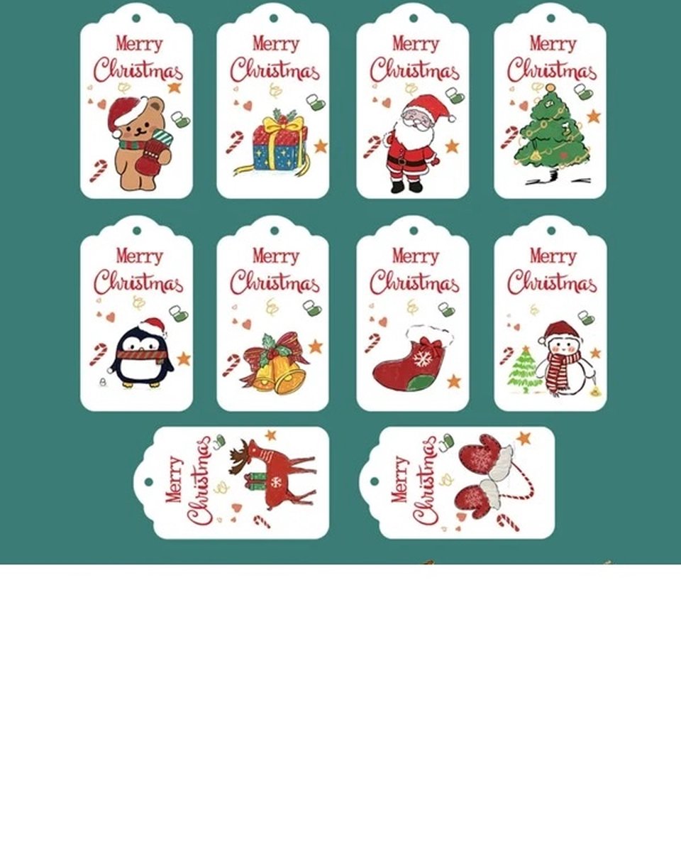 Lot De 100 étiquettes Sticker Joyeux Noël - 10 Modèles Différents, Neuf Avec étiquettes