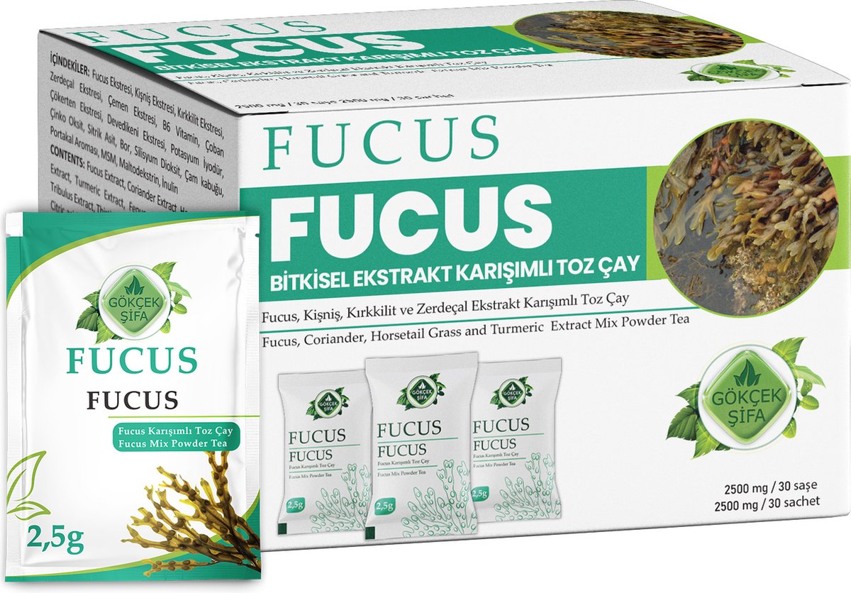 Goedkoopste FUCUS - Poeder met Kruidenextract - 30 Sachets - Natuurlijke Bron Van Jodium - 1 SACHET 2500 MG EXTRACT - Antioxidant, Antibioticum, Ontstekingsremmend - Geen Chemische Toevoegingen - Beste Kwaliteit - Veganisch - Blaaswier