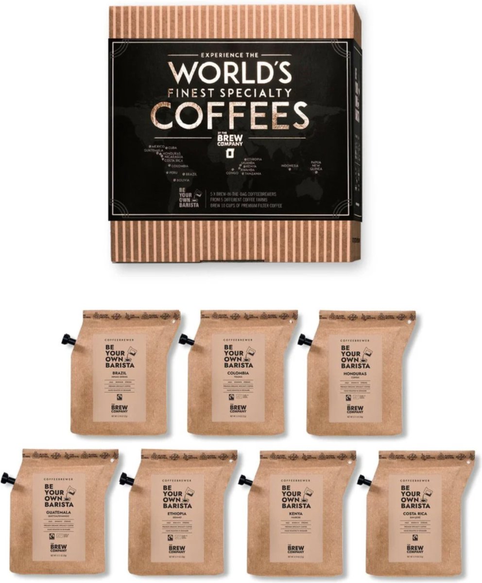 Coffee Brew | Pakket | Werelds Beste Speciale Koffie Geschenkdoos | Kerstcadeau | Fairtrade | Biologisch
