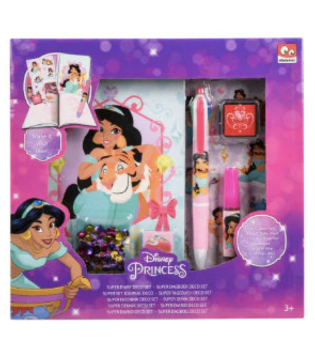 Princess Dagboek Design Set - Prinsessen Dagboek - Disney Princess DIY Diary Set - Dagboek voor Meisjes - Meisjes Dagboek - Disney Princess Dagboek - Jasmine - Aladdin - DIY Dagboek Cadeau voor Meisjes