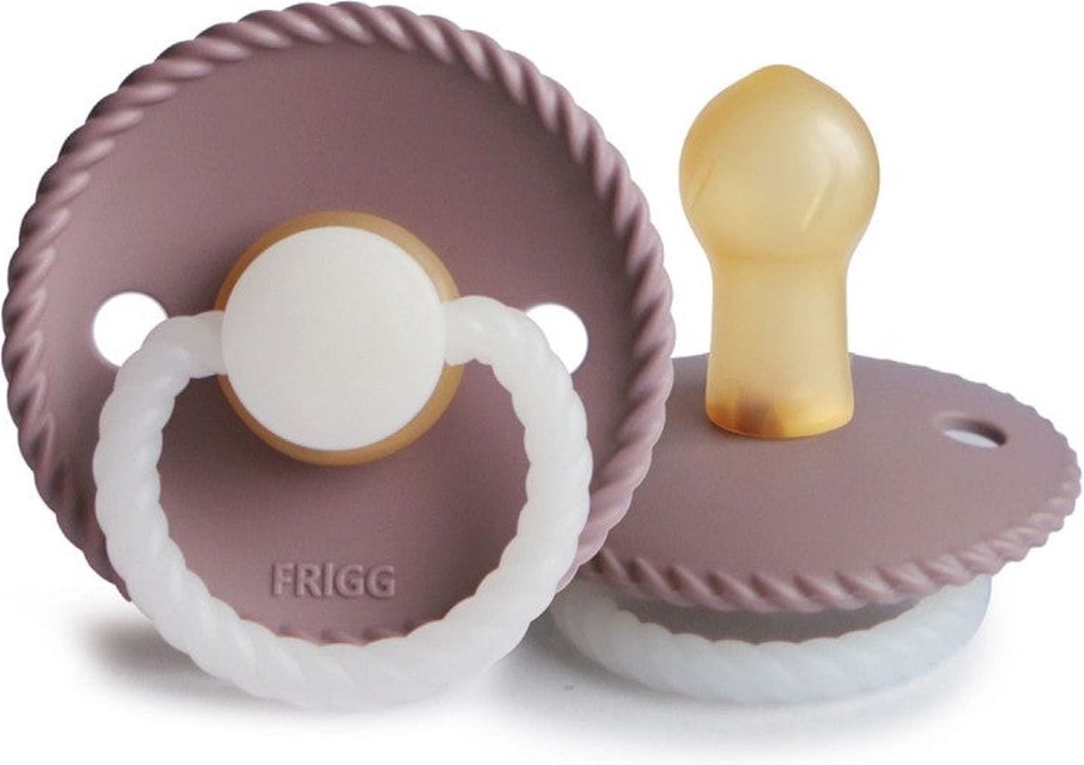 Goedkoopste Frigg Rope Latex Fopspeen 6 M | Glow In The Dark Twilight Mauve Night