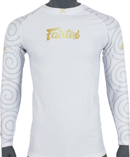 Fairtex RG7 Pro Long Sleeves Rashguard - "Hanuman" -wit/goud - maat S