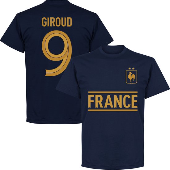 Frankrijk Giroud 9 Team T-Shirt - Navy/Goud - M