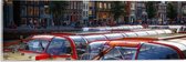WallClassics - Acrylglas - Toeristenboten in Amsterdamse Grachten - 60x20 cm Foto op Acrylglas (Met Ophangsysteem)