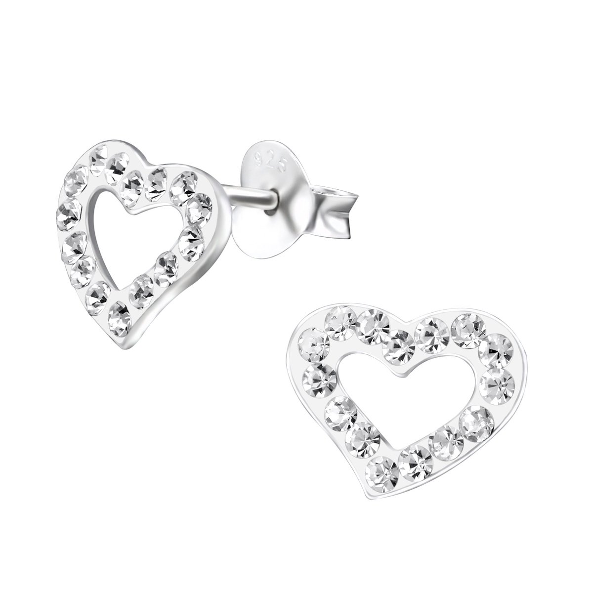 Amanto Kids Oorbellen Faiza - 925 Zilver E-Coating - Hartje - 10x7mm