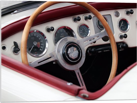 WallClassics - Verre acrylique - Volant marron d'une vieille voiture - Photo 80x60 cm sur verre acrylique (Décoration murale sur acrylique)