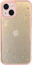 Smartphonica iPhone 13 TPU hoesje doorzichtig met glitters - Roze / Back Cover geschikt voor Apple iPhone 13