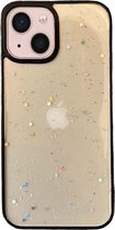 Smartphonica iPhone 13 TPU hoesje doorzichtig met glitters - Zwart / Back Cover geschikt voor Apple iPhone 13