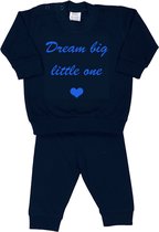 La Petite Couronne Pyjama 2-Delig "Dream big little one" Unisex Katoen Zwart/blauw Maat 56/62