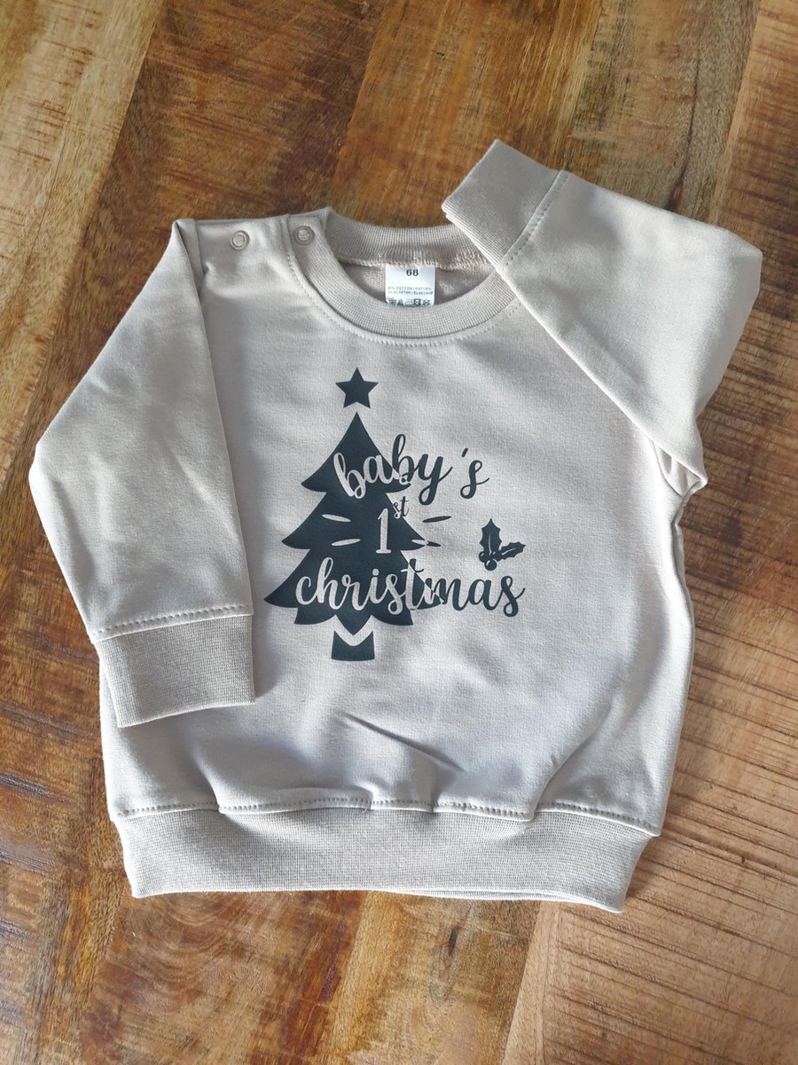 Trui Baby's 1st Christmas, maat 62 beige