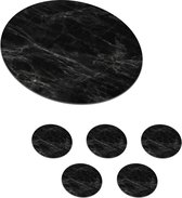Onderzetters voor glazen - Rond - Marmer - Chic - Zwart - Grijs - 10x10 cm - Glasonderzetters - 6 stuks