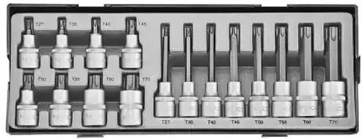 1/2" Doppenset Torx 16 delig-Lang-Kort