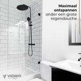 Viidako Mikii Doucheset Opbouw Compleet - Rond 30cm Ø - Sedal Binnenwerk -Thermostaatkraan - Zeer Goede Kwaliteit - RVS & Messing - Design - Mat Zwart