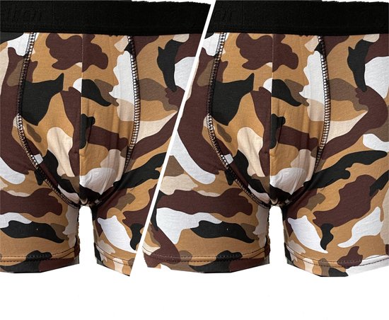 Embrator 2-pack mannen Boxershort overall print camouflage bruin maat M