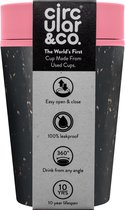 Circular&Co. herbruikbare to go koffiebeker (rCUP) zwart/roze 8oz/227ml