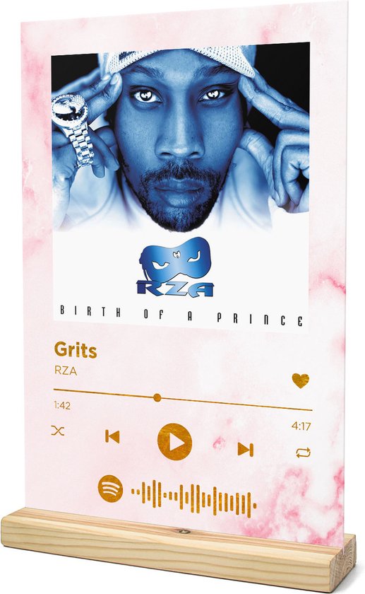 Songr Spotify Plaat Grits RZA 20x30 Roze Dibond Aluminium