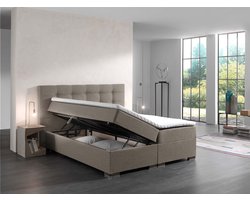 Boxspring Malaga Taupe 120x200 cm compleet bed met opbergruimte en topper inbegrepen 