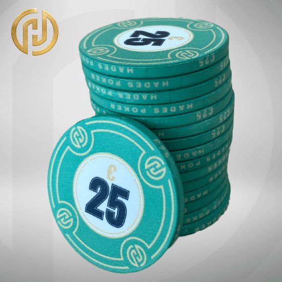 Hades Cashgame Deluxe Poker Chips €25, groen (25 stuks) pokerchips