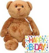 Happy Horse - Verjaardag cadeau knuffelbeer 54 cm met XL Happy Birthday wenskaart