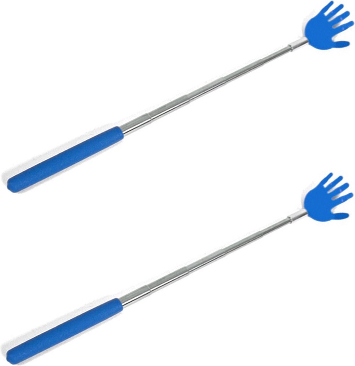 Goedkoopste Gerim - Stevige handjes ruggenkrabber - 2x stuks - uitschuifbaar tot 65cm - blauw
