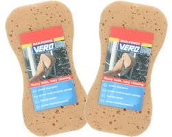 Vero grote schoonmaakspons / viscose autospons - 4x stuks - 22 x11 cm - schoonmaakartikelen / auto wassen