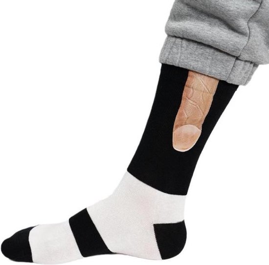 Grappige Sokken met Penis - Mannen maat 41-45 - Piemel/Sexy humor - Zwart/Wit - Funny Dick Socks
