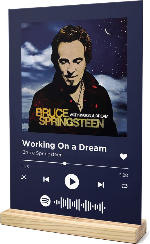 Songr Spotify Muziekbordje - Working On a Dream - Bruce Springsteen - 20x30  - Blauw -... | bol.com