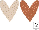 Geboorte - Huwelijk Sluitsticker - Sluitzegel Harten - 2 assorti – | Off White / Creme - Cognac met gouden hartjes  | Hart - Hartjes - Stickers | Envelop sticker - Geboorte kaart | Cadeau | HOP - Traktatie - Babyshower - Huwelijk | DH Collection
